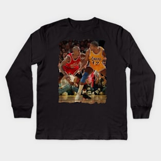 Michael Jordan vs Magic Johnson Vintage Kids Long Sleeve T-Shirt